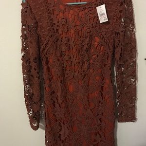 Long lace sleeved dress